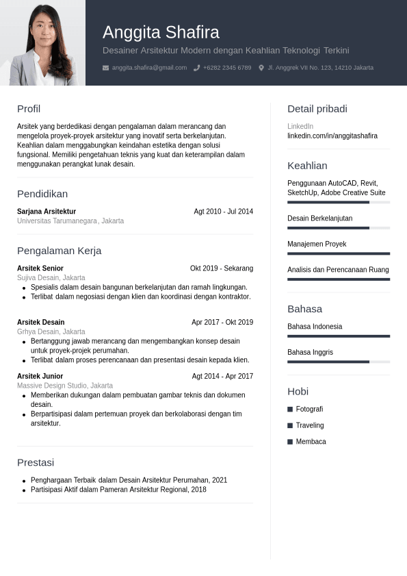 Contoh CV Arsitek Jobseeker