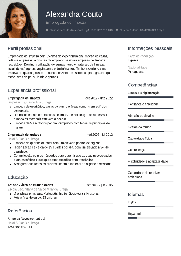 Exemplo De Curriculum Vitae Para Empregada De Limpeza Jobseeker