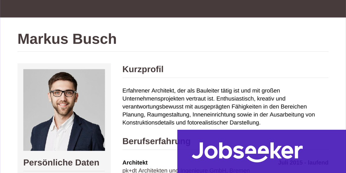 Lebenslauf Beispiel Architekt Jobseeker