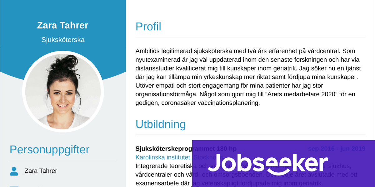 Cv Exempel Sjuksk Terska Jobseeker