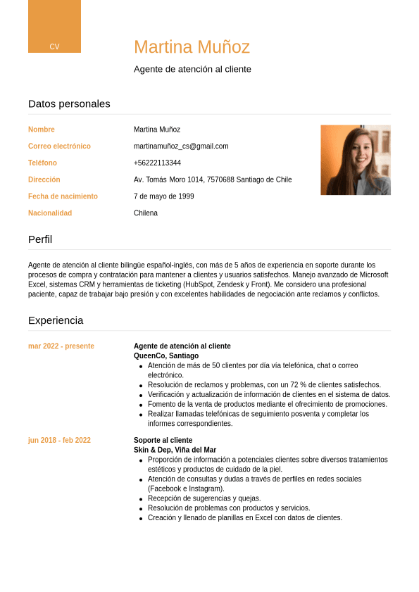 Ejemplos De Curriculum Vitae | Jobseeker