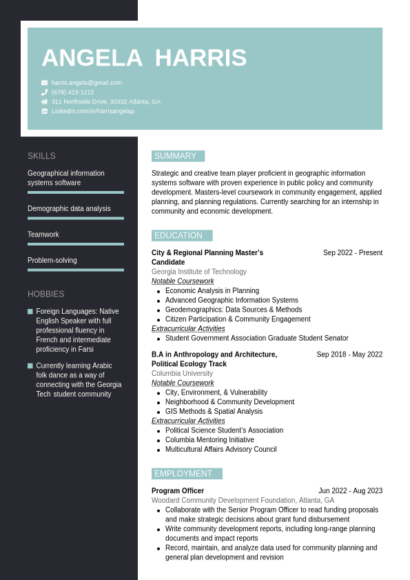 Internship Resume Example | Jobseeker