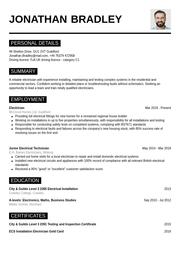 Electrician Cv Example 