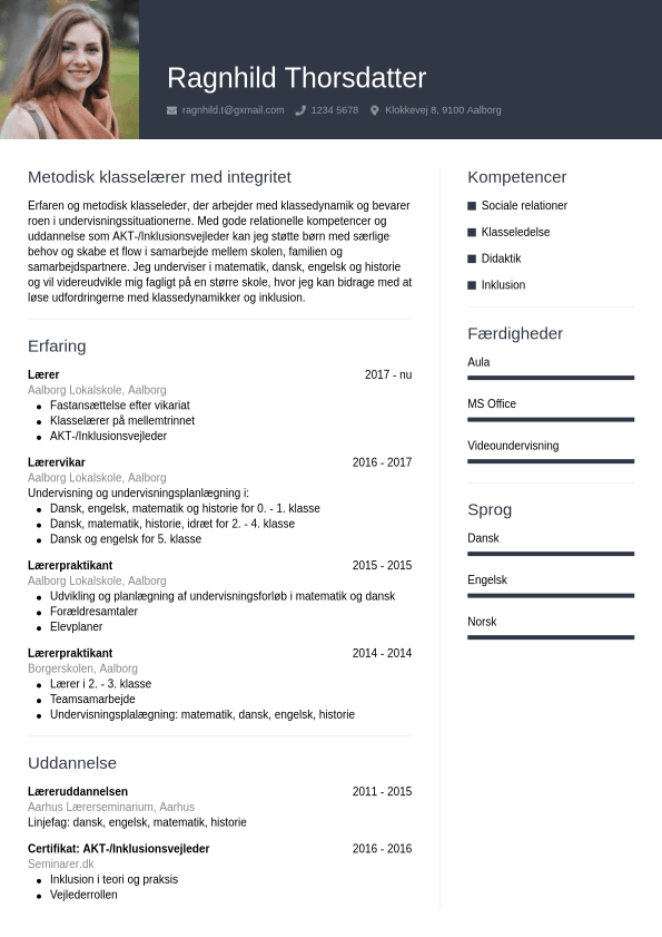 Cv-eksempel Lærer Og Gymnasielærer 