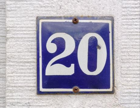 Image of a street address with the number 20 to illustrate including your address on your resume