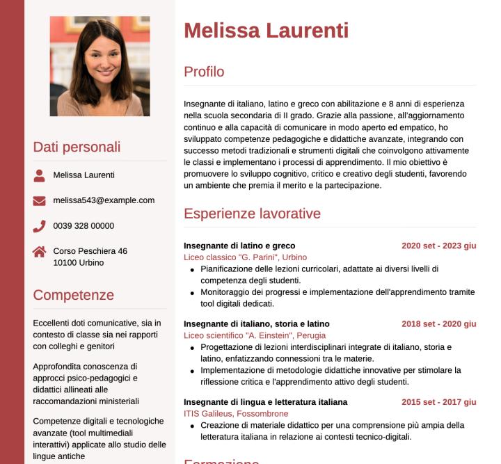 Competenze comunicative nel CV - Insegnante