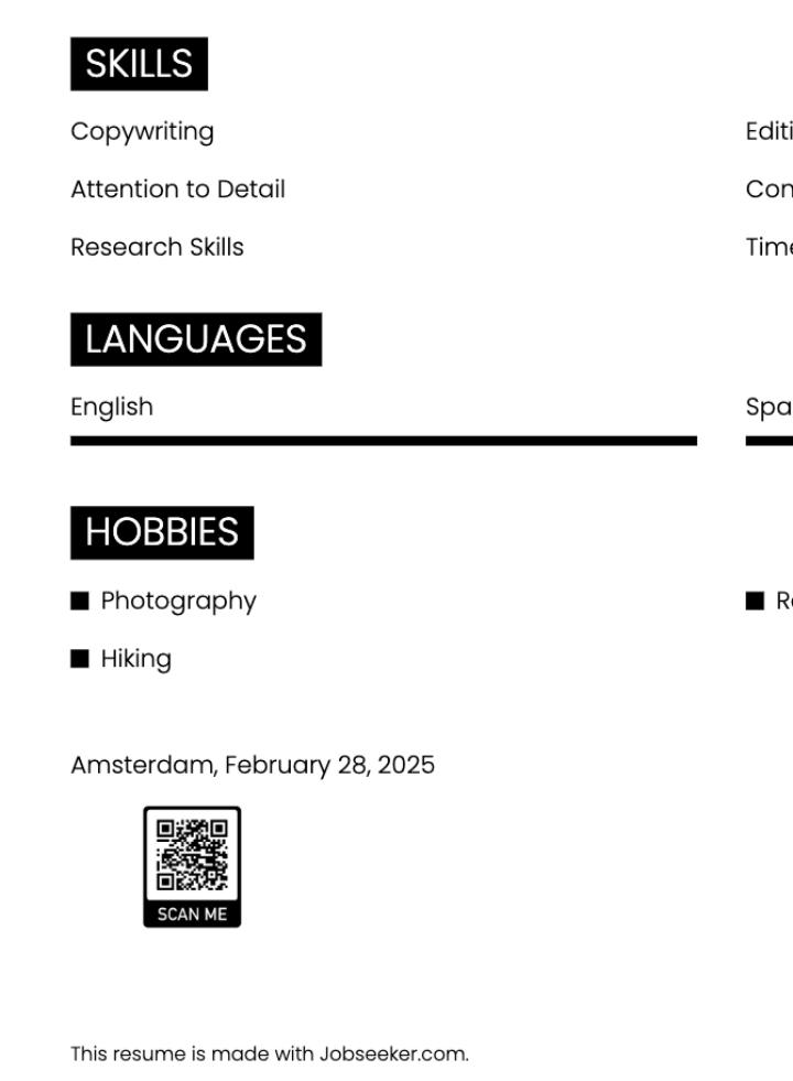 Adding a QR code on a Jobseeker resume is possible