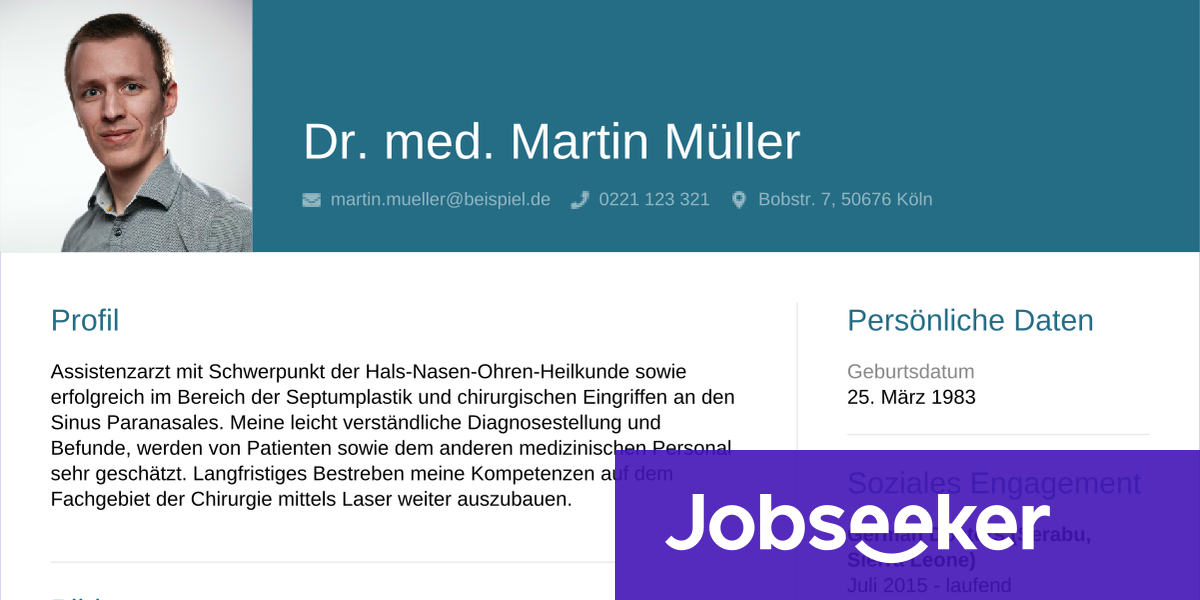 Lebenslauf Beispiel Arzt | Jobseeker