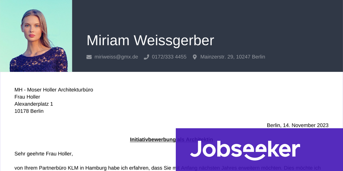 Bewerbungsschreiben-Beispiel Für Architekten | Jobseeker