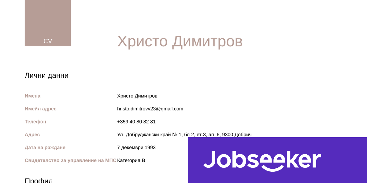 Пример за CV на счетоводител | Jobseeker